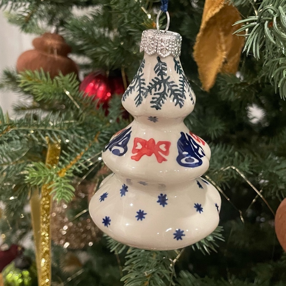 Polish Pottery Hand Painted Christmas tree ornament